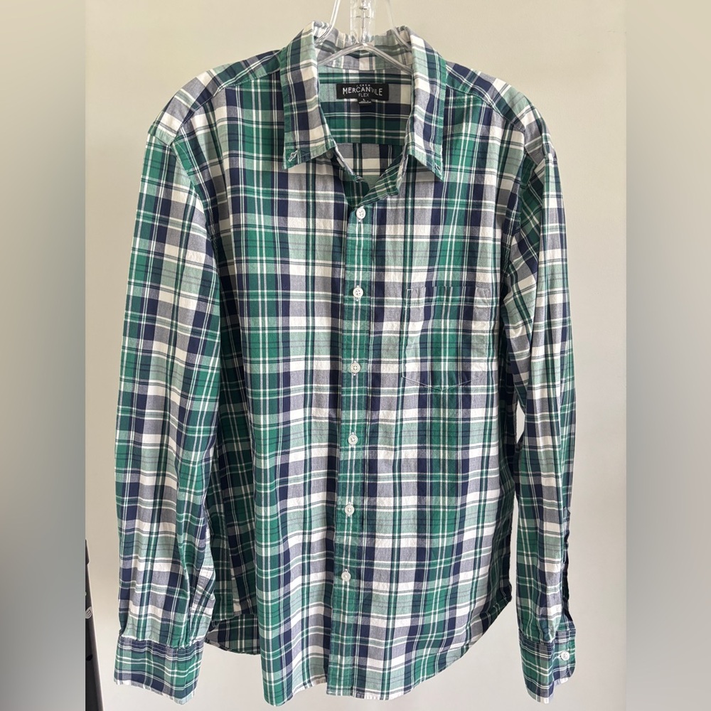 J. Crew Green and Blue Plaid Button down Shirt